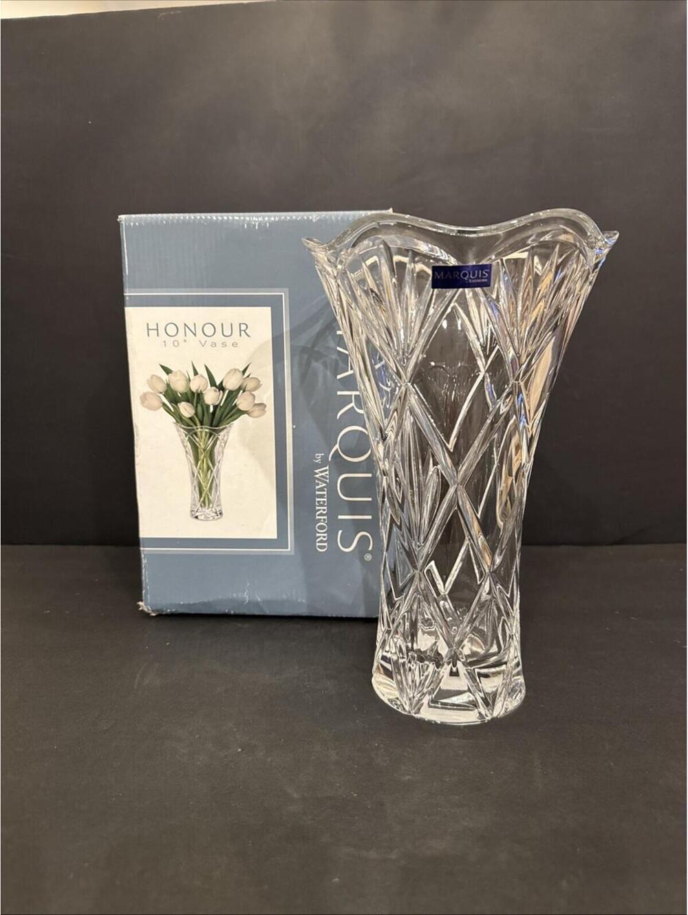 NEW Marquis By Waterford Honour Crystal Vase 10" tall Heavy And Signed
